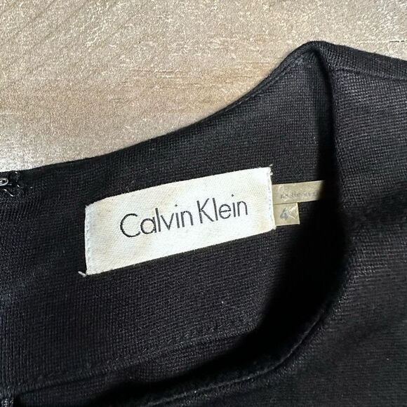 Calvin Klein Women’s Size 4 Sheath Dress Black Sleeveless with Slit Knee Length - Picture 3 of 10